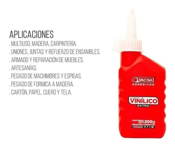 Adhesivo Cola Vinílico Pegamento Extra Tacsa X 200grs 1