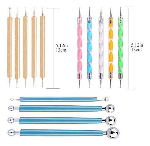 14 Pcs Herramientas De Punteo Estiletes De Bola Con Caja, Ju 1