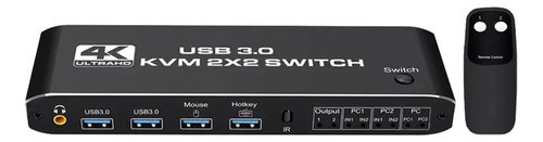 Comutador De Tela Dupla Kvm Com Switch De Alta Resolução 4k 0