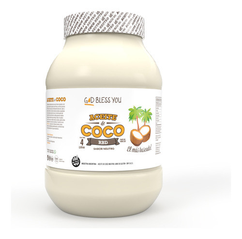 Pack X2 Aceite De Coco Neutro God Bless You X4 Litros 0