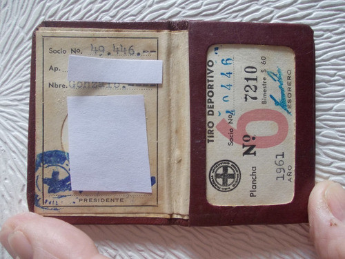 4349- Carnet Usado Tiro Federal Arg. Año 1961 1
