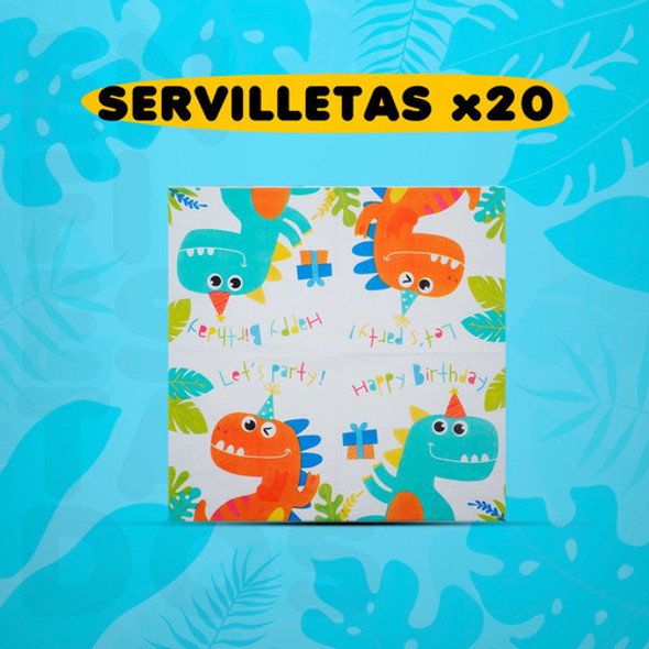 Servilleta De Papel Dinosaurio Dino Descartable Cotillon X20 1