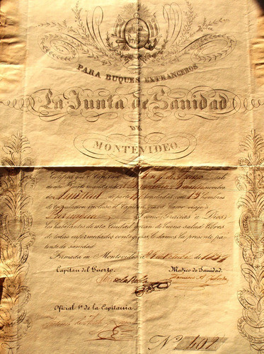 Documento  Montevideo 1839 Buques Firma Luis De La Robla 0