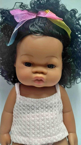 Muñeca Nueva 35 Cm De Goma Afro - Niña Bebe Morena 1