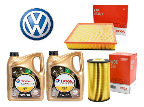 Kit Filtros Vw Amarok 2.0 Td 2010/15 + Aceite Total 5w30 8l 0