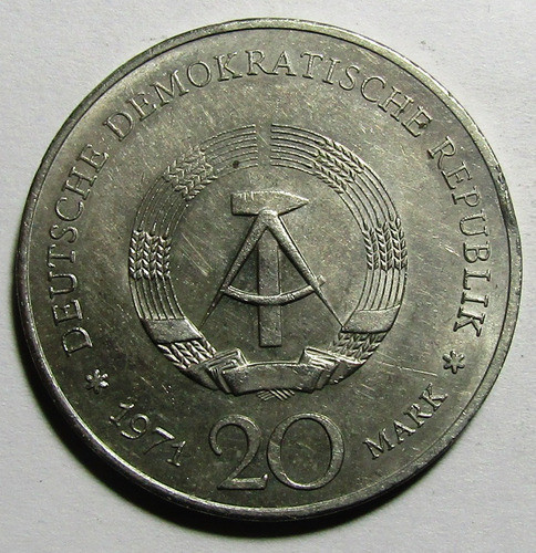 Republica Democrata Alemana Moneda 20 Marcos 1971 1