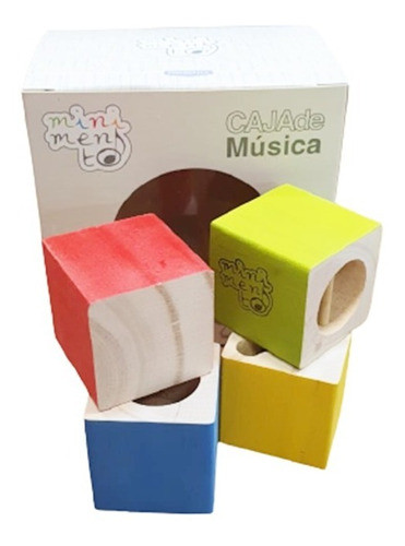 Kit Instrumentos Musicales Cubos X4 Sonajero Cascabel Madera 0