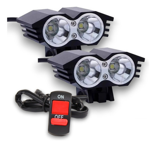 Juego De Faros Led Buho 20w Auxiliar Moto Tecla Switch A-vip 0