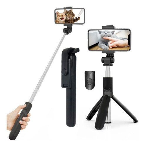 Kit Bastão De Selfie Mini Tripé Para Celular Com Luz De Led 1