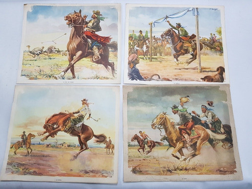 Antiguas Láminas Gauchos Criollos 1920 Originales Mag 58066 0