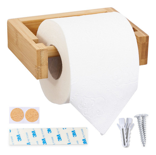Hennez Soporte De Pared Para Papel Higienico De Bambu, Sopor 0