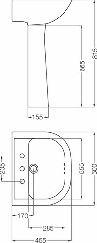 Lavatorio Y Columna Ferrum  Bari 1 Agujero Blanco 1