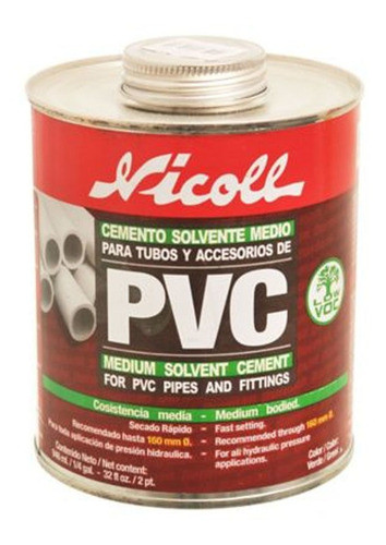 Adhesivo Pegamento Para Pvc Nicoll 946 Ml 0