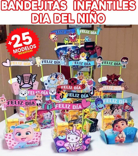 Kit Imprimible Bandejas Día Del Niño Infantiles Personajes 2 1