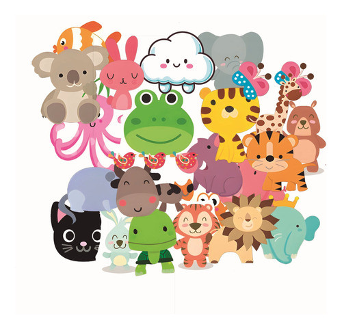 39 Stickers Animales Infantiles Papel Autoadhesivo 0
