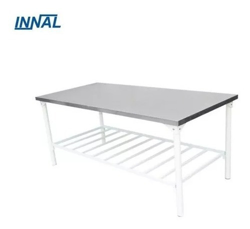 Mesa De Aço Inox Bancada Industrial  Padaria Innal 1,90x55 1