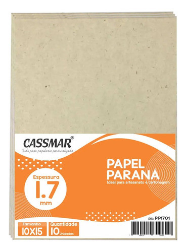 Papel Paraná Para Cartonagem Cassmar 1,7mm 10x15cm 10un 0