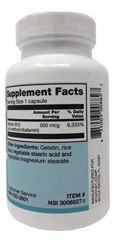 Vitamina B-12 Marca Vitacost, 500 Mcg, 300 Comprimidos 1