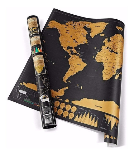 Mapa Raspa Black Edition Deluxe Mapamundi Para Viajeros 0
