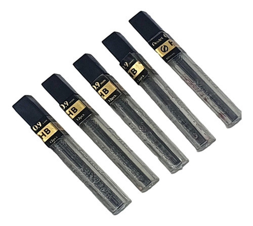 Grafites Minas Pentel 0.9 Hb 5 Estojos Com 12 Total 60 Minas 0