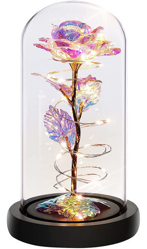 Rosa Artificial Iluminada En Una Cupula De Cristal 0