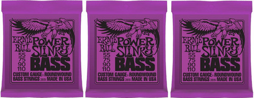 Pack X 3 Encordados Ernie Ball 055 Para Bajo 4 Cuerdas 2831 0
