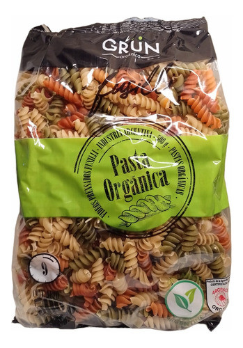 Fusilli Tricolor Pasta Orgánica Grün Fideos 500 Grs X6u 0