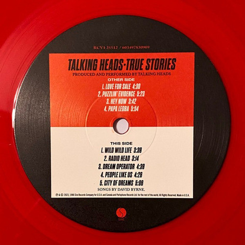 Talking Heads True Stories Vinilo Rojo Limitado Nuevo Import 1