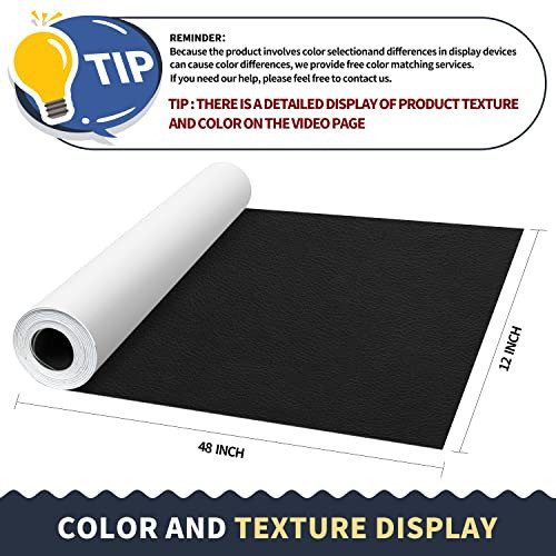 Parche De Cuero Para Reparacion De Muebles 30cm X122cm Negro 1