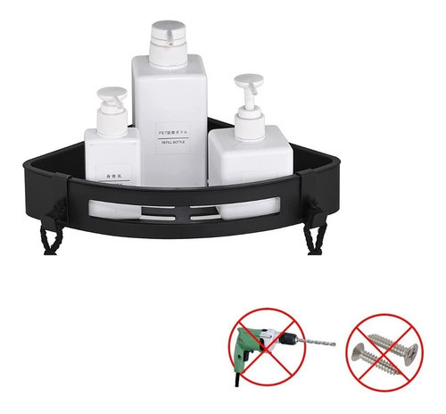 Organizador Esquinero Para Pegar Ducha Baño Cocina Negro 0