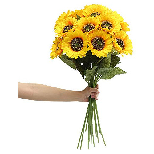 6pcs Flores De Girasol Artificiales Girasoles Falsos De Seda 0