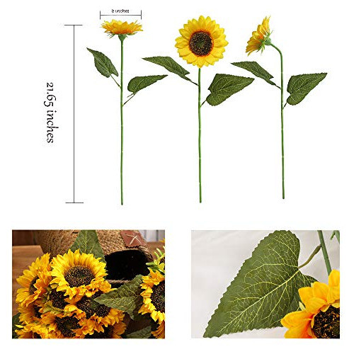 6pcs Flores De Girasol Artificiales Girasoles Falsos De Seda 1