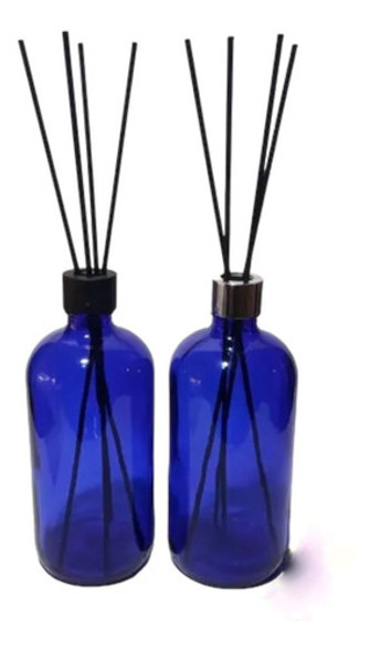 Difusor 500ml Vidrio Azul Con Varitas Negras. Pack X 5u 0
