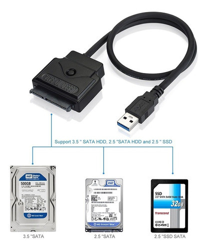 Cable Usb 3.0 A Sata 22pin Datos 12v/2a Adaptador De Corrien 1