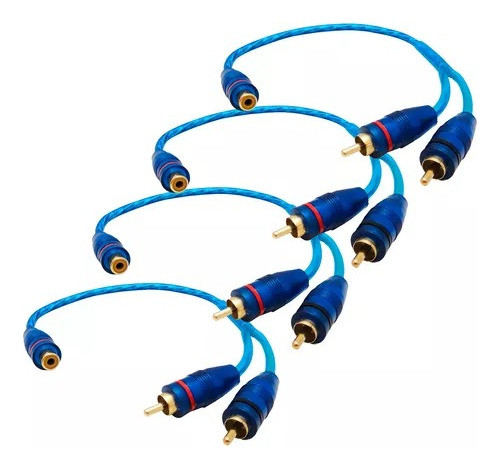 Kit 4 Cables Rca Derivador Y 1 Hembra 2 Macho Potencias 30cm 0
