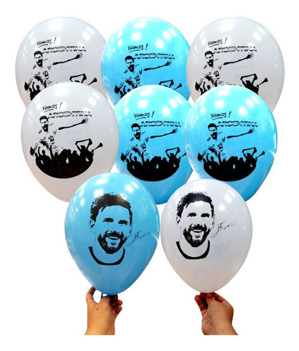 Globos Selección Argentina Mundial Messi 10u 12p Látex 0