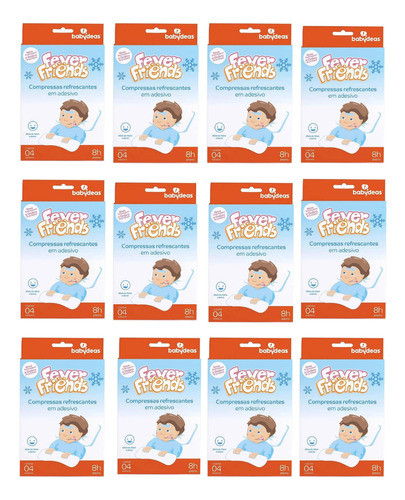 Kit 12 Fever Friends Adesivos Refrescantes Alivio Febre Bebê 0