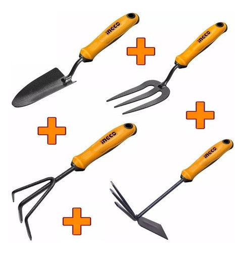 Kit X 4 Jardín Ingco Rastrillo + Pala + Cuchara + Tenedor 0