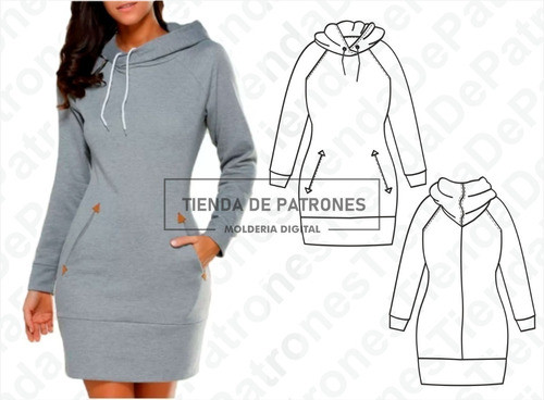 Moldes Patrones Maxi Buzo Vestido Mujer Talles Xs Al 2xl 1