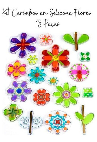 Kit Carimbos Em Silicone Flores 18 Peças 1