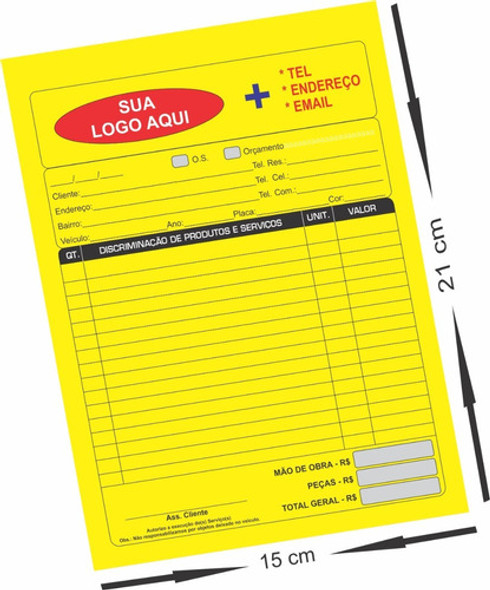 10 Bocos Talão Pedido Orçamento Carbonado A/4 Personalizado 1