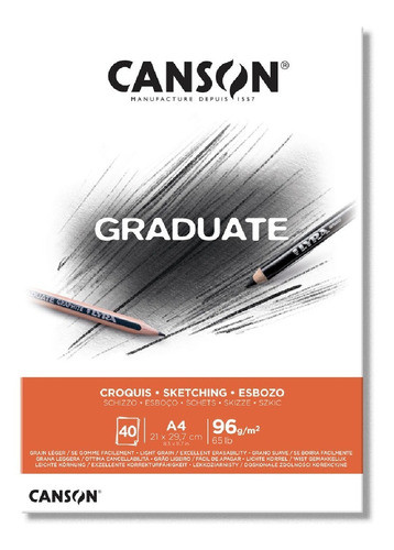 Block Canson Graduate Croquis A4 96gr 40hjs 0