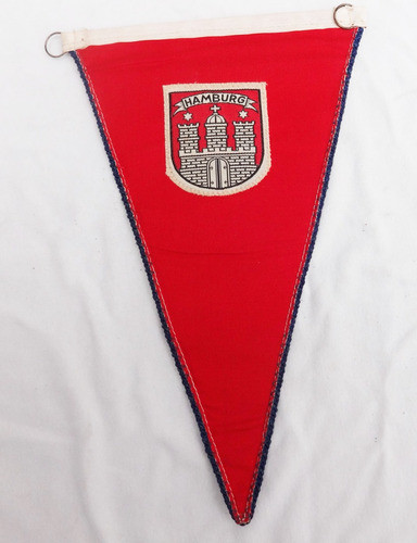 Antiguo Banderin Alemania Escudo Hamburgo Insignia Hamburg 0