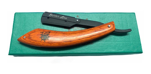 Navaja Barber Negra Afeitar Profesional Madera Eurostil 0