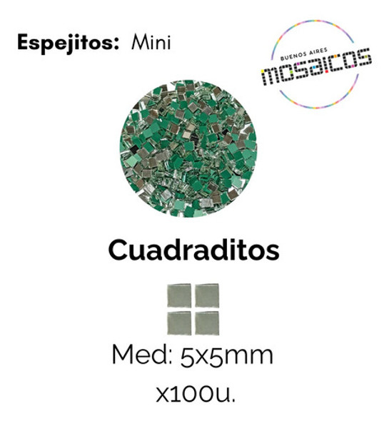 Espejitos Para Mosaiquismo: Cuadrado 5 X 5 Mm X 100u. 1