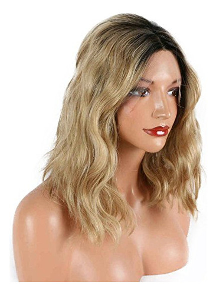 Rubio Corto Bob Pelucas Ombre Raíces Oscuras Dos Tonos Sinté 1