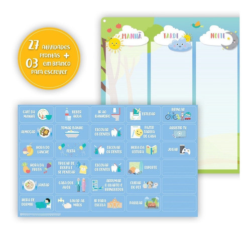 Quadro Educativo De Rotinas Infantil Semanal - Azul - Stixx® 1