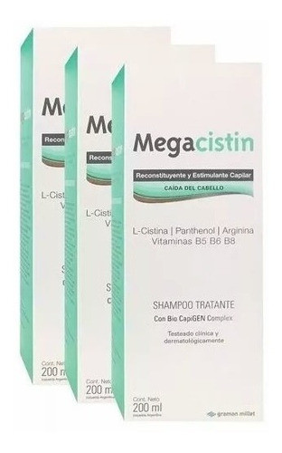 Megacistin Shampoo Anticaida Fortalecedor X 200 Ml X3 0