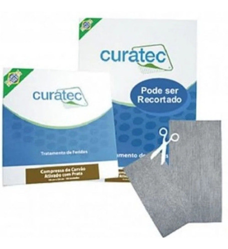 5 Curativos Carvão Ativado C/ Prata Plus 10cm X 10 Curatec 0
