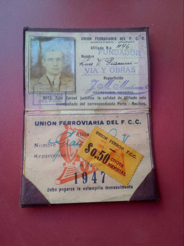 Antiguo Carnet  Union Ferroviaria Del F C C De Coleccion 1